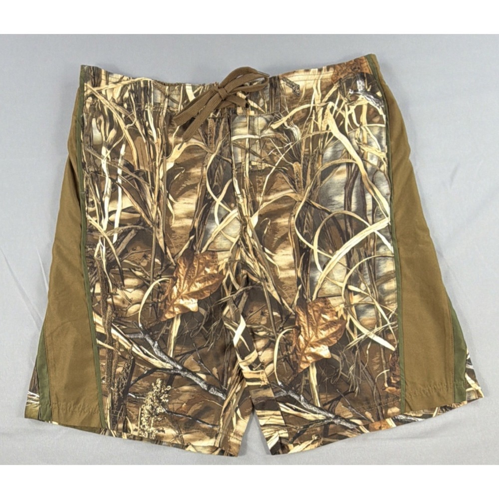 Bass Pro Shops Men's L Camo Swim Trunks Mesh Lined Hunting Fishing Shorts